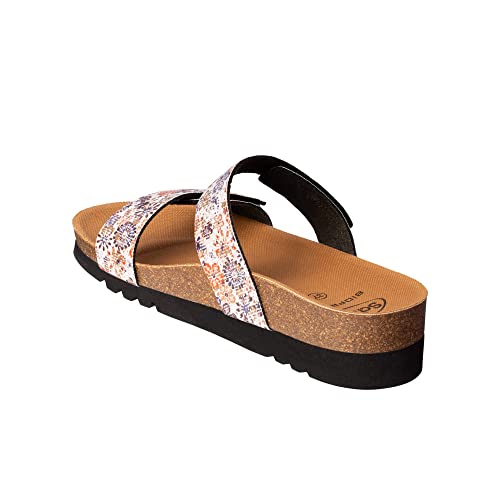 Doctor Scholl Sandales, Chaussures orthopédiques Femme, Blanc/Multicolore, 39 EU Cover