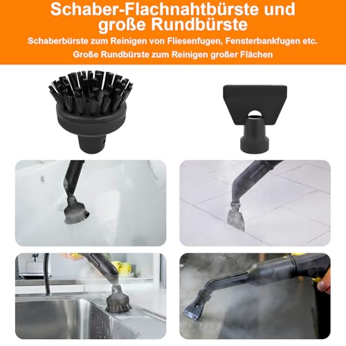 YATOSEEN 10 Pcs Dampfreiniger Zubehör Set für Kärcher Dampf Reiniger Easyfix SC1 SC2 SC3 SC4 SC5 Runde Pinsel Düse Borsten Pinsel Mundstück Ersatzteile