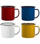 Kichvoe 4pcs Retro Drinking Cup Enamel Mugs Camping Mugs Small Vintage Enamel Camping Mugs Travel...