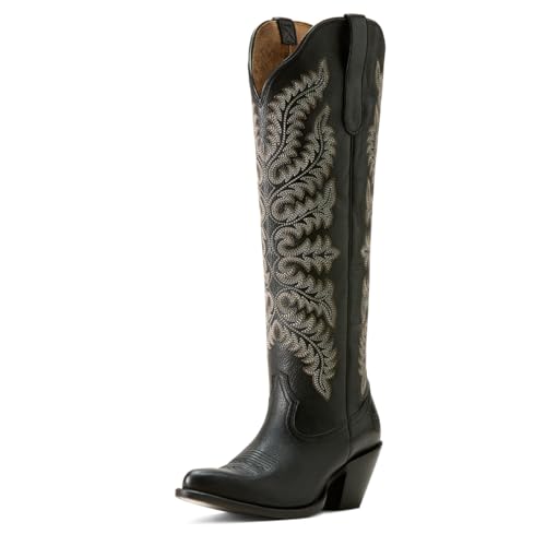 Ariat Women's Helena Western Boot, Black Deertan, 8