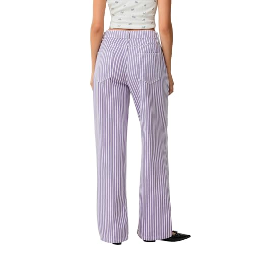 Mxiqqpltky Y2k Striped Bell Bottom Jeans Women High Waisted Boyfriend Denim Pants Baggy Wide Leg Stretchy Bootcut Flare Jeans2