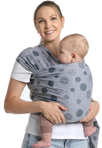 Anecoes Baby Wraps Carrier - Polka Dots Pattern - All-in-One Baby Wearing Wrap Hands-Free Design Infant Sling Carrier, Soft, Comfortable Fabric for Newborns to Toddlers 7-35 lbs