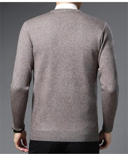 Men's V-Neck Plaid Casual Loose Pullover Sweater Patchwork Long Sleeved Knitted Top2