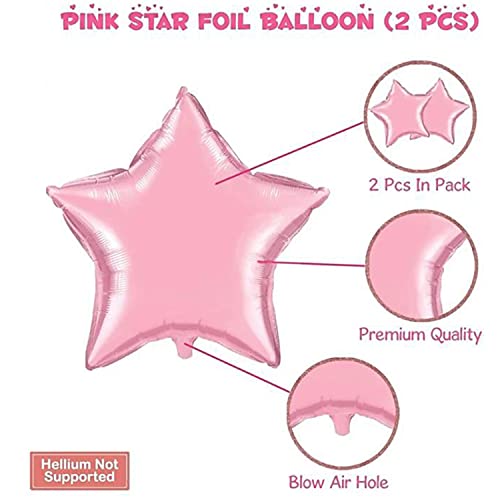 Image of Party Propz Rubber 2nd Birthday Decoration Set for Girls - 57Pcs Pink With Fairy Lights | Baby and Kids Birthday Party Supplies
