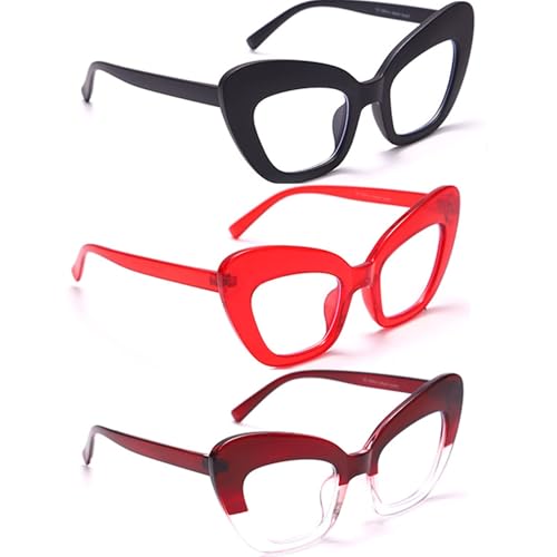 Image of 3 pack Blue Light Blocker Reading Glasses Cat eye Frame Readers Eyeglasses for Women