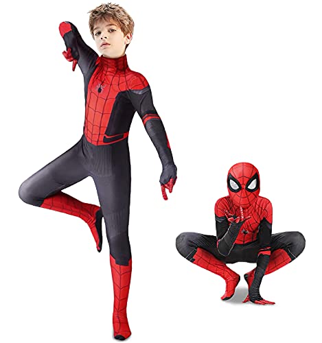 Superhero Costume for Kids - Spandex Kids Superhero Bodysuit 3D Style Birthday Party Halloween Cosplay Costume (Red, Kids-XXL (Height: 55-59Inch))