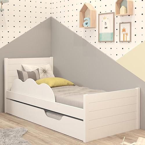 Bicama Infantil Solteiro 100% Mdf Bibox Cama Auxiliar Com Rodizio Uli Branco
