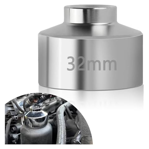 Junecarp 6-Point 32mm Socket-Oil Filter Wrench Tool,Steel Quickly Oil Filter Removal Tool for Oil Change,3/8" Drive Oil Filter Socket Tool Compatible with BMW Saturn Volkswagen (32mm) Cover