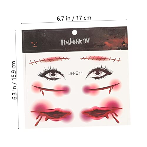 KALLORY 8 Folhas Adesivos De Rosto De Halloween Adesivos De Corpo De Halloween Cicatriz Adesivo De C