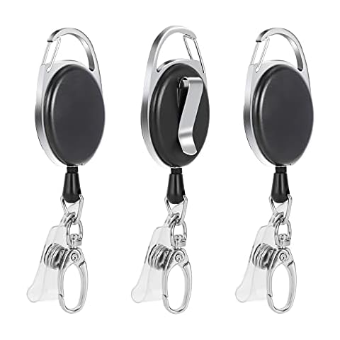 Retractable Keyring,3 Pcs Badge Reel, Id Card Badge Holders for Key Ring Retractable Badge Holder,Retractable Keychain with Belt Clip for Office Workers, Teachers, Nurses, Doctors, Students(3PACK) Cover