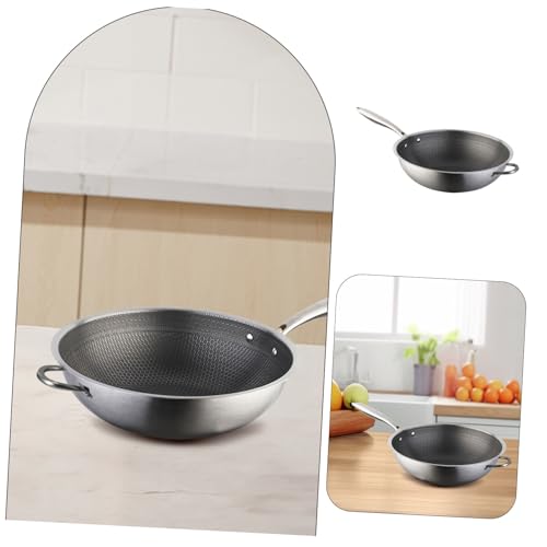 Wok de acero inoxidable con doble asa y superficie antiadherente miniatura 3