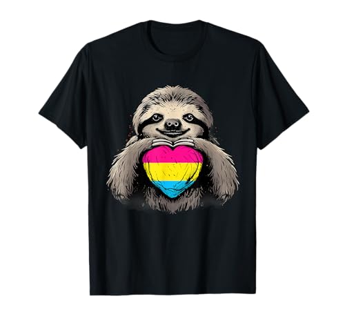 Pan Pride Perezoso Corazón Pansexual Bandera Pansexual Orgullo Pansexual LGBTQ Camiseta