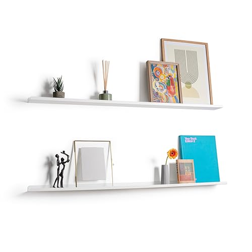 etterr | Mensola metallica per quadri 113 cm galleggiante • Mensola invisibile per cornici, fogli e libri • Scaffale stretto • Mensola da parete Galleria in soggiorno cucina bagno e corridoio