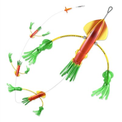 Flippy Floppy Thing Fishing Daisy Chain Tuna & Marlin Magnet by Squidnation (Rasta & Green)