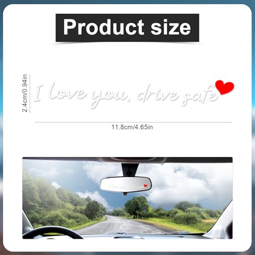 Image of 3pcs I Love You Drive Safe Mirror Decal, Vinyl Rearview Mirror Sticker Cute Car Decals with Heart Safe Driving Stickers Women Driver Gifts Accessories for Driver Gifts (White)