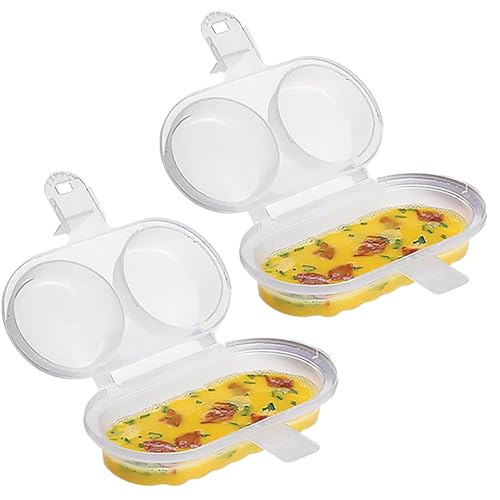 Kit com 2 Omeleteiras e Formas de Ovos para Microondas – Pote Plástico para Preparar Ovos e Omeletes Sem Óleo – Ideal para Café da Manhã Lanche Refeição Saudável