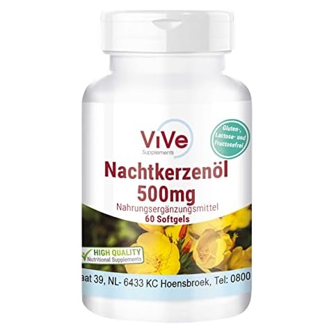 Nachtkerzenöl - 60 Softgels - Omega-6-Fettsäuren Gamma-Linolensäure und Linolsäure | Qualität aus Deutschland von ViVe Supplements Cover