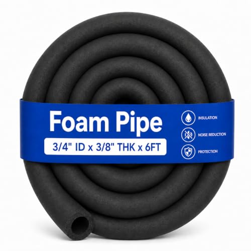 CARGEN 3/4 ID Foam Pipe Insulation for 3/4 OD HVAC AC Refrigerant Lines