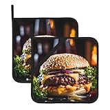Big Burger - Juego de 2 agarraderas esenciales para cocina, hornear, encimera, agarraderas de 8 x 8 pulgadas