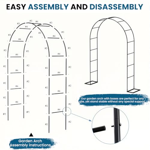 Image of Supvox 55.1x 94.5 inch Garden Arch Plant Stand - Metal Stand for Decoration Backdrop Freestanding Flower Arch Door Frames with Base for Indoor Outdoor Wedding Lawn Backyard Party Decoration Items