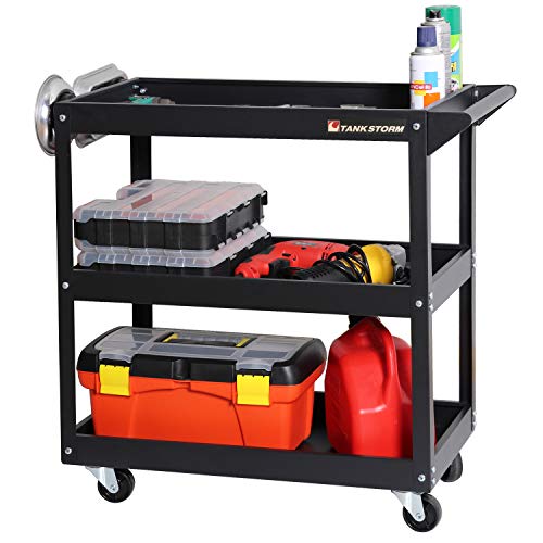 TANKSTORM Service Tool Cart 3-Tire Rolling, Industrial Commercial Service Cart-180 Lbs Capacity, No Drawer Included(TQ112)