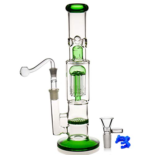 Bong de cristal para fumar, bong acrílico bajante, tubos rectos, percolador de aceite y cuenco de 14,4 mm