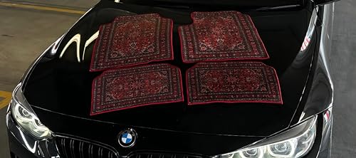 Image of Premium Oriental Rug Look Car Floor Mat for Sierra Custom Fitted, Luxury Car Foot Mats Compatible with TATA Sierra, Set of 5 Pcs, 100% Waterproof and Washable, Classic RED