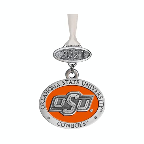 Heritage Pewter Oklahoma State University Class of 2021 Ornament | Graduation Gift | Hand-Sculpted Christmas Tree Ornament | Intricately Crafted Metal Pewter Alma Mater Inlay