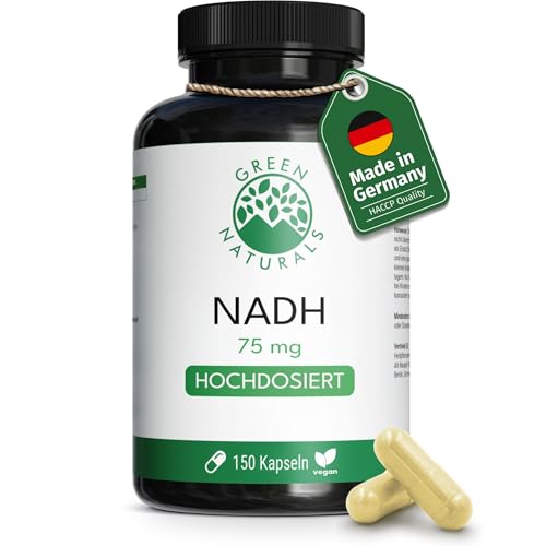 Green Naturals NADH 75 mg - 150 hochdosierte Kapseln für 5 Monate - Vegan & ohne Zusatzstoffe - Laborgeprüft in Deutschland