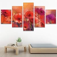 SIGNWIN 5 Panel Canvas Wall Art Modern Art Bouquet Colorful Decorative Elements Floral Multicolor Photography - 60