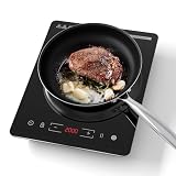 Induktionskochplatte, COOKNANO Induktionskochfeld 1 platte, 2000W Induktionsherd, 9 Stufen, 28cm Kochplatte, 8-Stunden-Timer Induktionsplatte, Topferkennung, herdplatte 1 kochfeld, Touch-Display