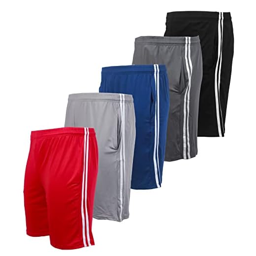 BROOKLYN VERTICAL Herren-Basketball-Shorts, Netzstoff, schnelltrocknend, mit Taschen, für Fitnessstudio, Laufen und Workout, 5 Stück, Combo B, Groß