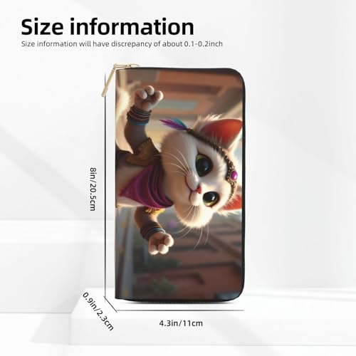 Cute Pink Cat Print Wallet Women, Leather Bifold Multi Card Wallet, Long Purse Women's Wallets2