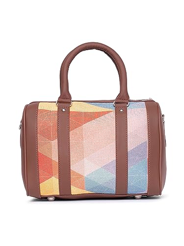 Image of ZOUK Printed Vegan Leather Handmade Women's Handbags with double handles and detachable Sling Strap