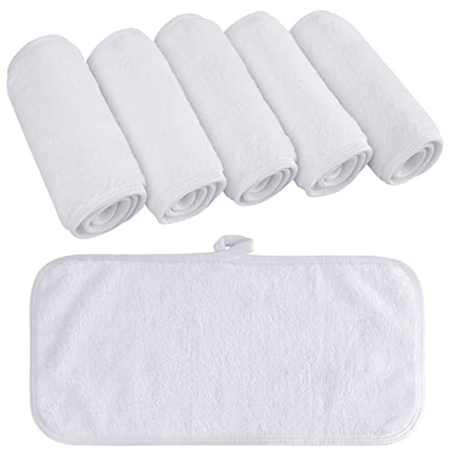 KinHwa serviette demaquillante lavable microfibre Serviette Visage De luxe Ultra-douce pour un usage quotidien 15cm x 30cm 6 Pack Blanc Cover
