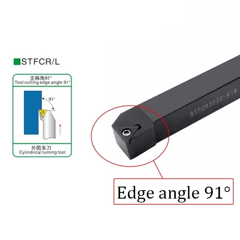 1pc STFCR1616H16 STFCR2020K16 91 Degrees External Turning Tool Lathe Turning Holder Lathe Cutting Tools CNC Boring Bar(STFCL1616H16)