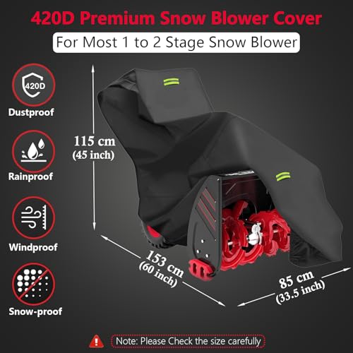 Snow Blower Cover Waterproof Windproof - Heavy Duty 600D Marine Grade Fabric, Universal Fit Snow blower Covers UV Proof Outdoor Protection(Black) by Inmkri - Used condition - Image 2