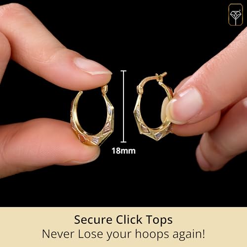 Solid 14K Three-Tone Gold Hoop Earrings for Women | Hypoallergenic 14K Gold Hoops in Multiple Styles | Anti-Tarnishing Tri Color Gold Earrings by MAX + STONE3