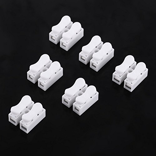 100pcs Terminal Block£¬10A 220V 2 Pin Push Quick Wire Cable Connector White Wiring Terminal£¬Spring Clamp Terminal Quick Terminal Wire Connector