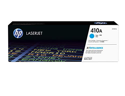HP 410A CF411A, Cian, Cartucho T�ner Original, de 2.300 p�ginas, para impresoras HP Color LaserJet Pro serie M452 y M477