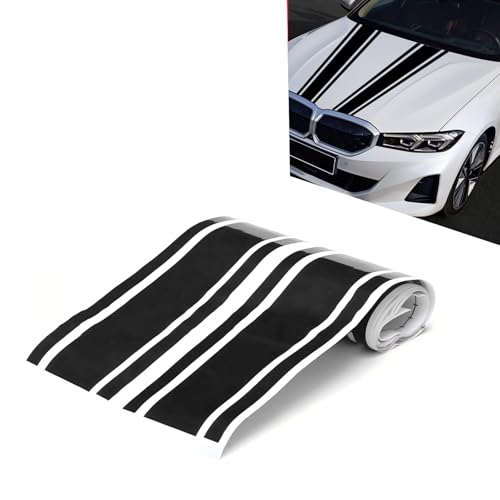 Image of 2 PCS Car Hood Decals, Hood Bumper Modification Exterior Decoration Accessories, Body Side Stickers Racing Stripes Decals, Suitable for Most Car Models (Black)