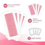Wax Strips for Hair Removal, Waxing for Women 60 Counts - 40 Body & 20 Facial Wax Strips for Face, Arms, Legs, Underarms - Image 4