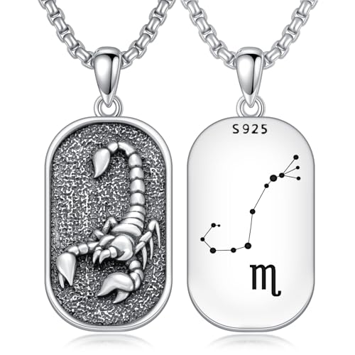 SIMONLY Zodiac Necklace 925 Sterling Silver Constellation Necklace Zodiac Sign Necklaces Horoscope Jewelry Christmas Birthday Astrology Gifts for Women Men Unisex
