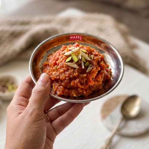 Image of HAZEL Mini Stainless Steel Halwa Plate 100ml Set of 6 Snack Plates