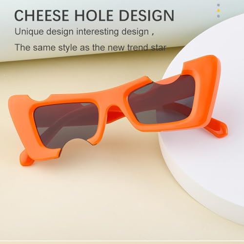 Sunglasses For Women Men, Thick Frame Irregular Notch Glasses For Shopping Trips3