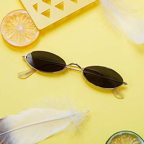 3 Pieces Vintage Oval Sunglasses Retro Slender Metal Frame Oval glasses Small Vintage Sunglasses Candy Colors for Men Woman4