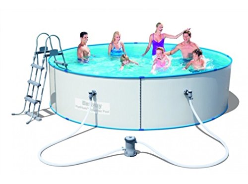 Bestway Hydrium Splasher, StahlwandPool Set, rund mit Filterpumpe, 360 x 90 cm, weiß