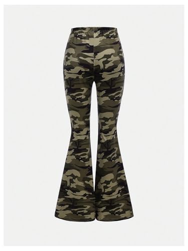 GORGLITTER Girl's Leopard Print Bell Pants Bottoms Y2k Elastic High Waist Flare Leg Cheetah Trousers2