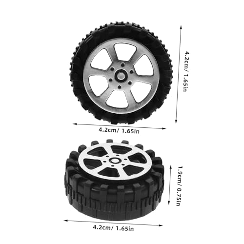 Garneck 30 Stück Miniatur Reifen Für Spielzeugautos – Gummireifen Mit Achse Für LKW Modelle Und RC Fahrzeuge - Ideal Für DIY Bastelprojekte Und Modellbau - Durchmesser 42mm