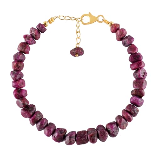 InfinityGemsArt Madagascar Natural Raw Ruby Stone Bracelet, Bolo Bracelet, Rough Dainty Jewelry for Women, July Birthstone, Energy Crystals 14K Gold Plated 925 Sterling Silver Chain 8 inch. 5
